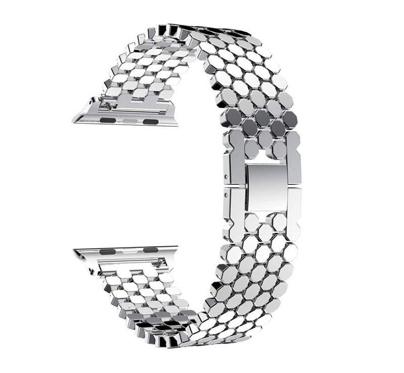Scale Grain Zinc Alloy Five-bead Honeycomb Strap