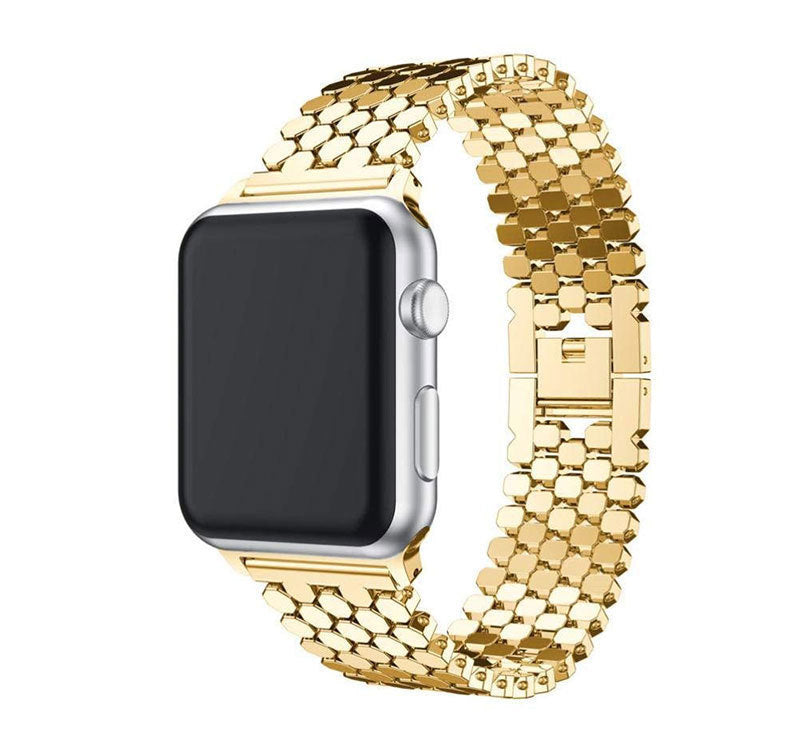 Scale Grain Zinc Alloy Five-bead Honeycomb Strap