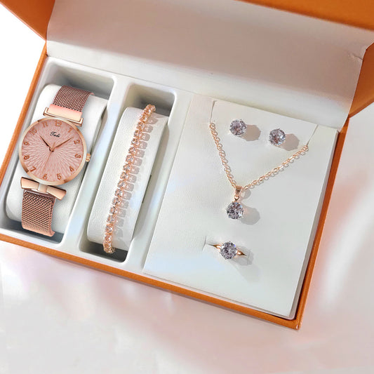 Leisure Gift Quartz Watch Five-piece Set Accessories Set