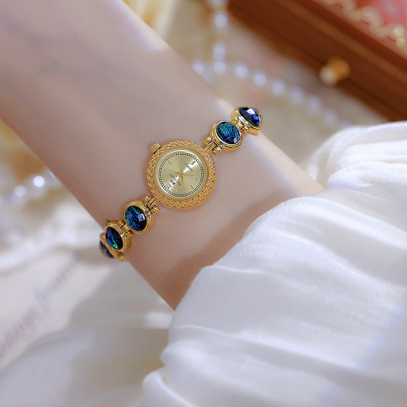 National Style Mid-ancient Light Luxury Malachite Bracelet Watch