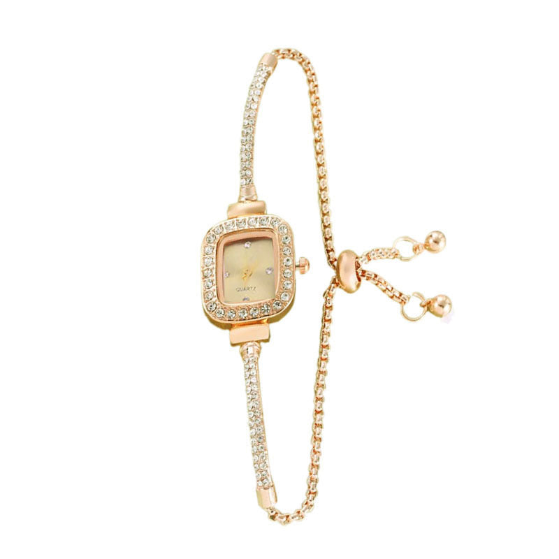 Pulling Rope Design Small Square Diamond Bracelet Watch